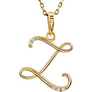 14K Yellow Gold .025 CTW Natural Diamond Initial Z 18" Necklace