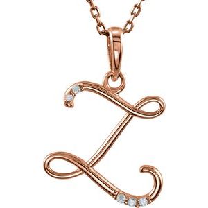 14K Rose Gold .02 CTW Natural Diamond Initial Z 18" Necklace