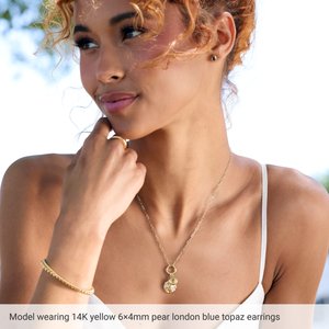 14K Yellow Gold Lab-Grown White Opal Cabochon Earrings – image 3