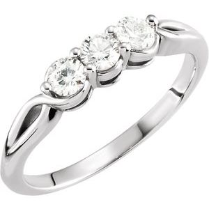 14K White Gold 1/2 CTW Natural Diamond Three-Stone Ring