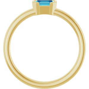 14K Yellow Gold Natural Blue Zircon Family Stackable Ring