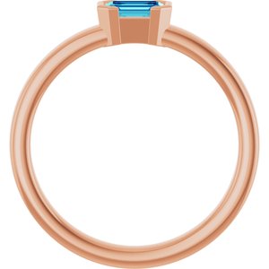 14K Rose Gold Natural Blue Zircon Family Stackable Ring