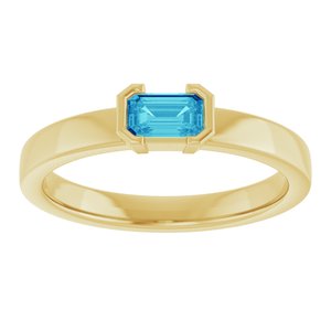 14K Yellow Gold Natural Blue Zircon Family Stackable Ring