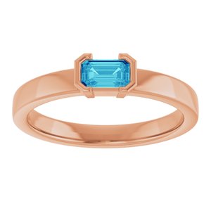 14K Rose Gold Natural Blue Zircon Family Stackable Ring