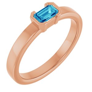 14K Rose Gold Natural Blue Zircon Family Stackable Ring