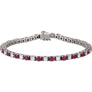 14K White Gold Natural Ruby & 2 1/3 CTW Natural Diamond 7" Bracelet