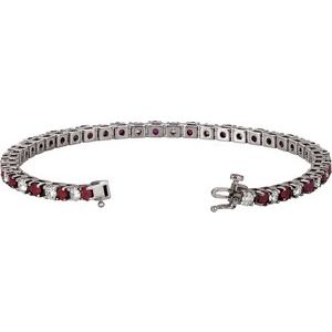 14K White Gold Natural Ruby & 2 1/3 CTW Natural Diamond 7" Bracelet – image 2