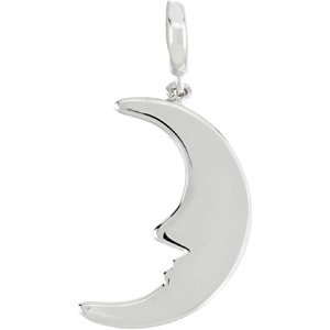 14K White Gold Crescent Moon Charm/Pendant