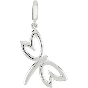14K White Gold Dragonfly Charm/Pendant