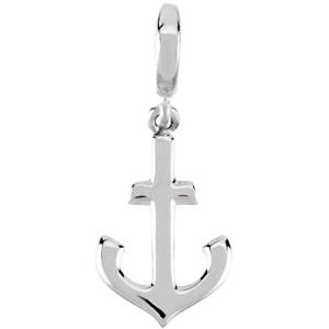 14K White Gold Anchor Charm/Pendant