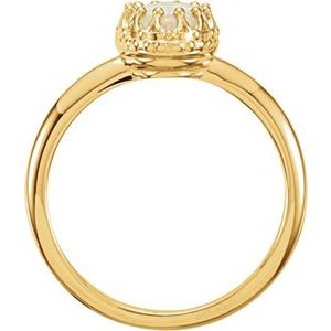 14K Yellow Gold Natural White Opal Crown Ring