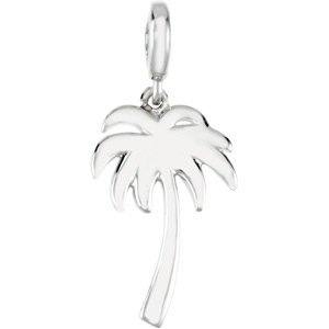 14K White Gold Palm Tree Charm/Pendant