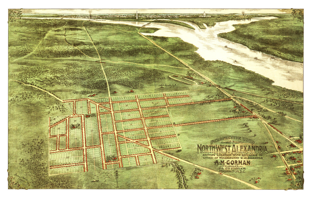 Vintage Map of Alexandria, Virginia 1890