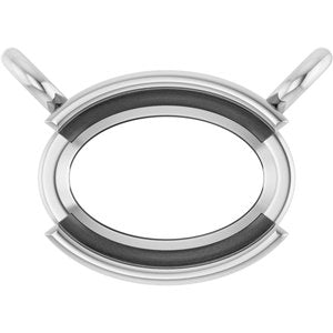 10K White Gold 7x5 mm Oval Half-Bezel Solitaire Necklace Center