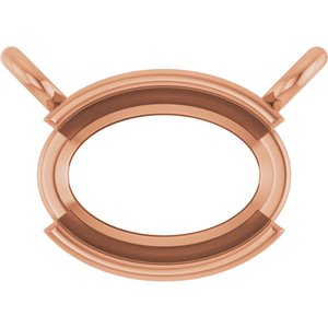 18K Rose Gold 7x5 mm Oval Half-Bezel Solitaire Necklace Center