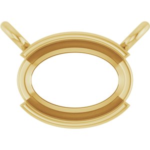 14K Yellow Gold 7x5 mm Oval Half-Bezel Solitaire Necklace Center