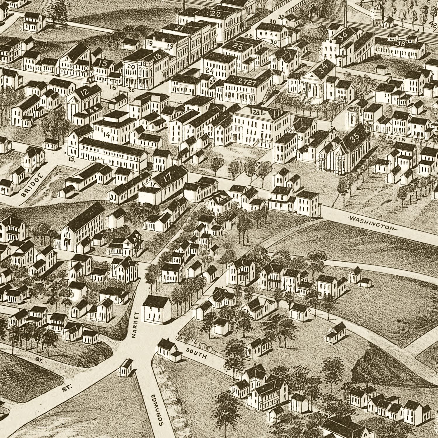 Vintage Map of Bedford City, Virginia 1891