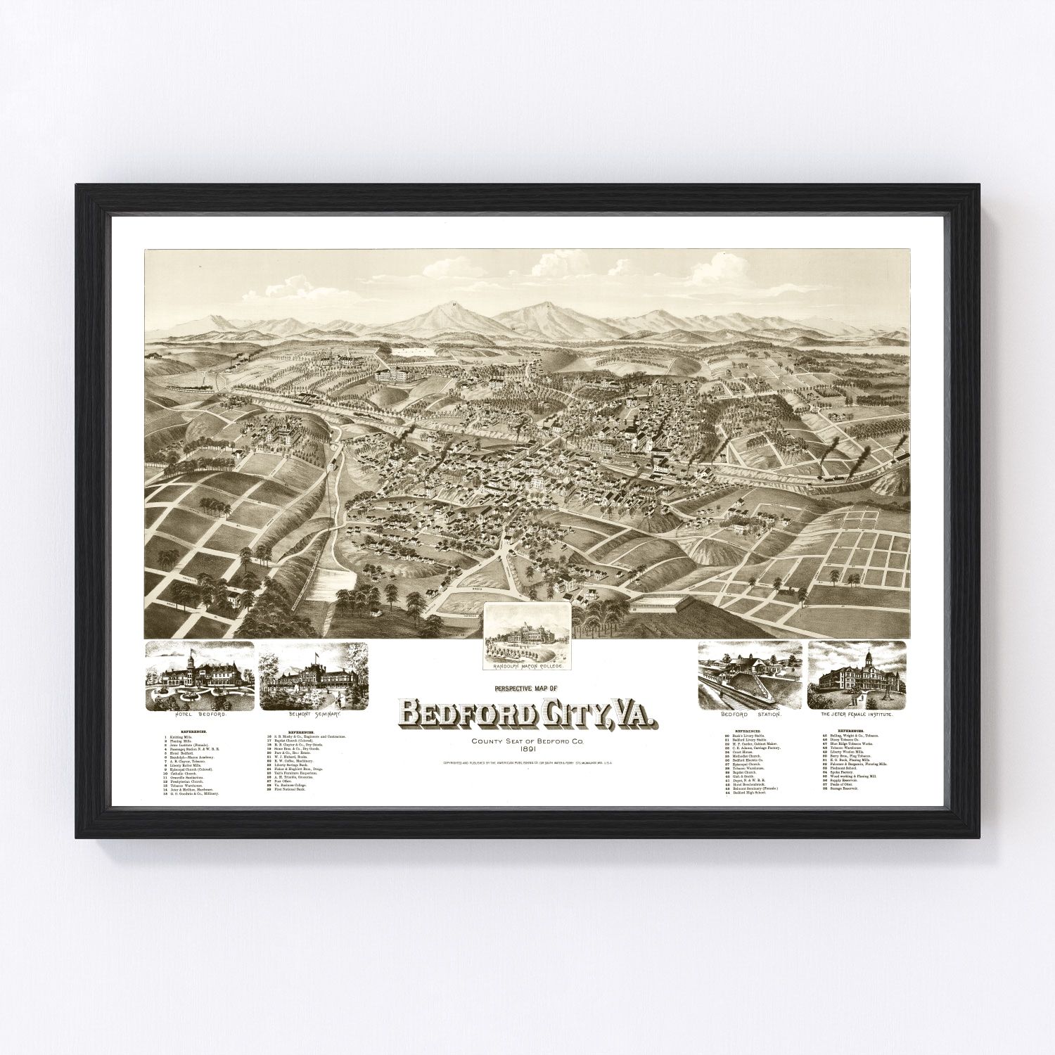 Vintage Map of Bedford City, Virginia 1891