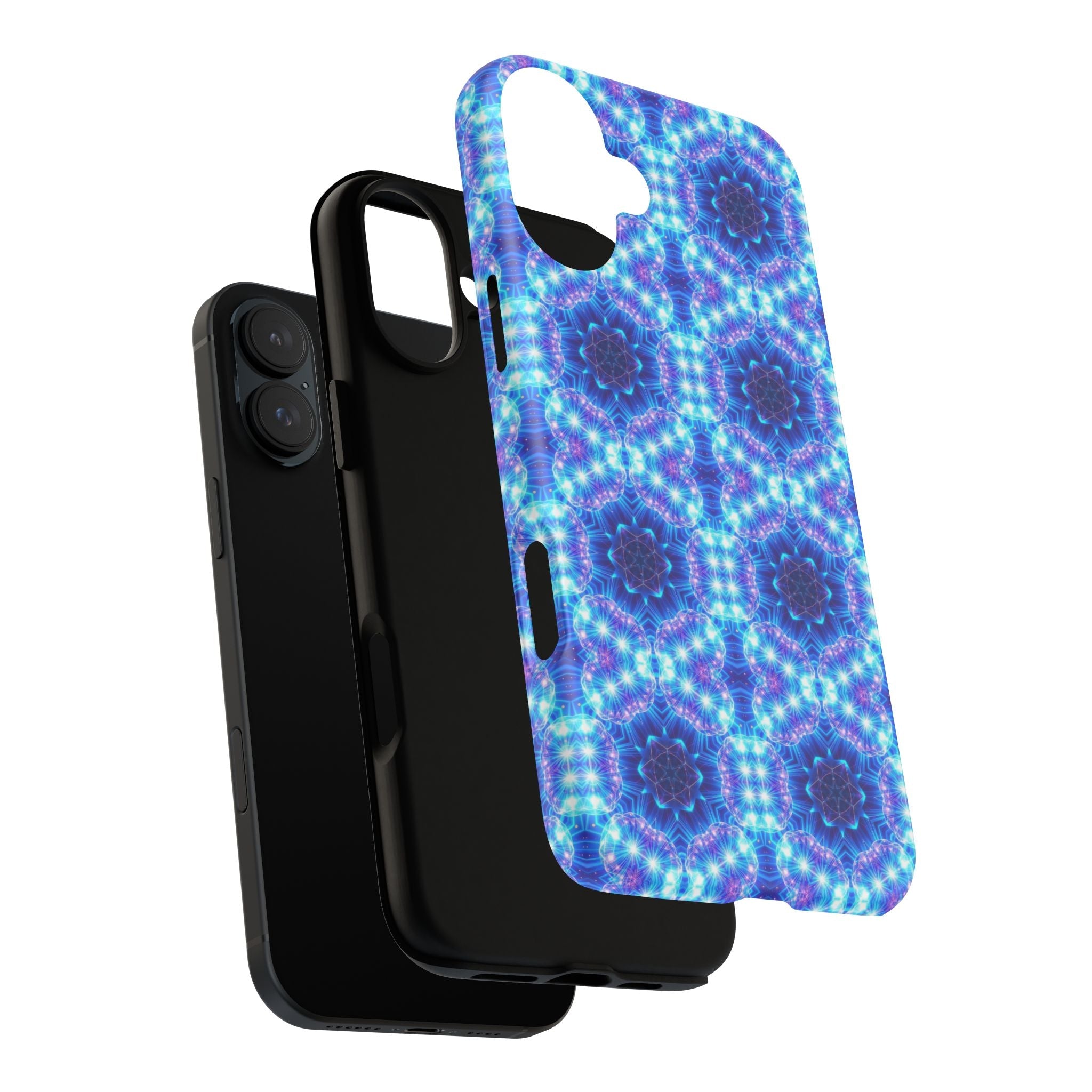 Blue Mandalas with Neon Lights Tough Phone Cases