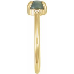 14K Yellow Gold Natural Moss Agate & .03 CTW Natural Diamond Ring