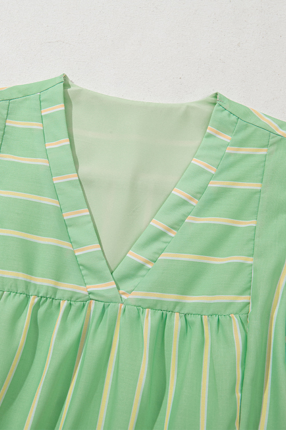Stripe V-Neck Frilled Mini Dress