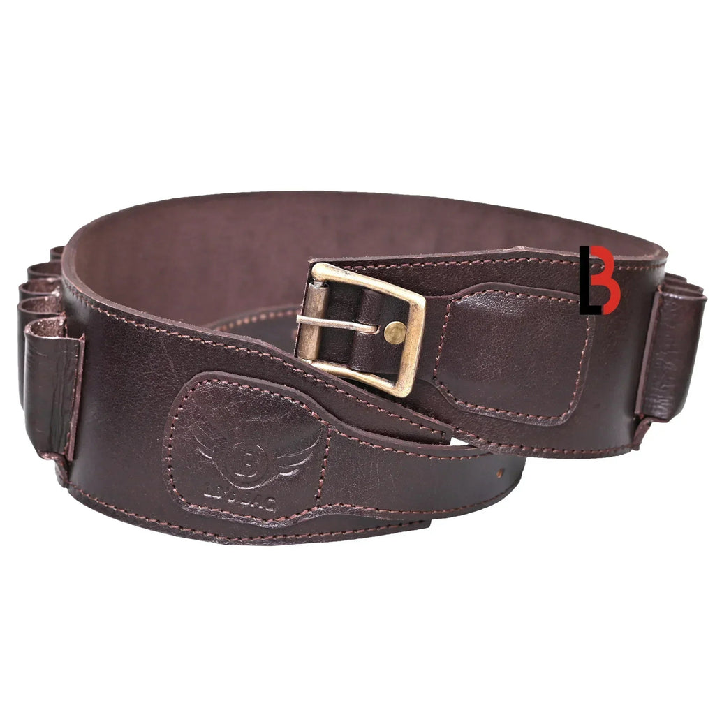 Cowhide Leather Shotshell Bandolier Belt 20-Shell Ammunition Carrier | Hunting Shell Holder