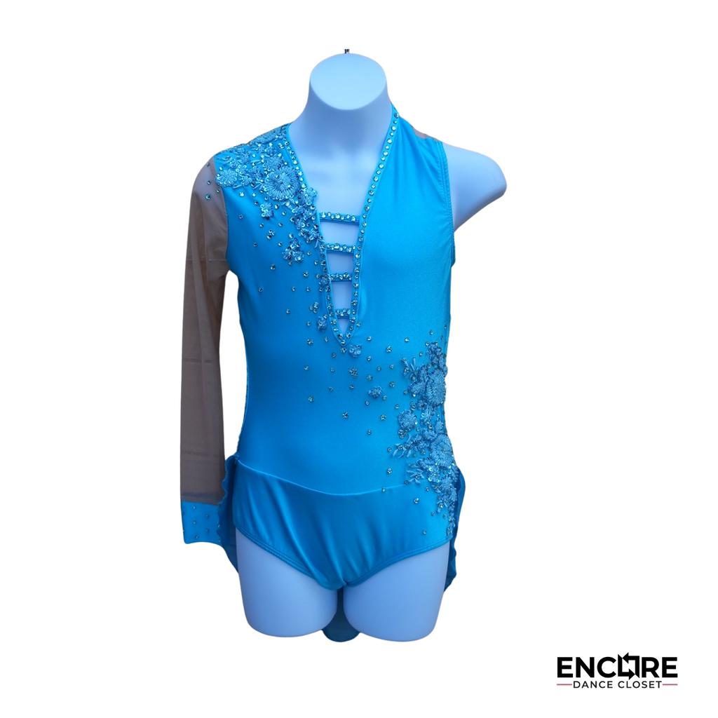 Turquoise Floral Applique Leotard