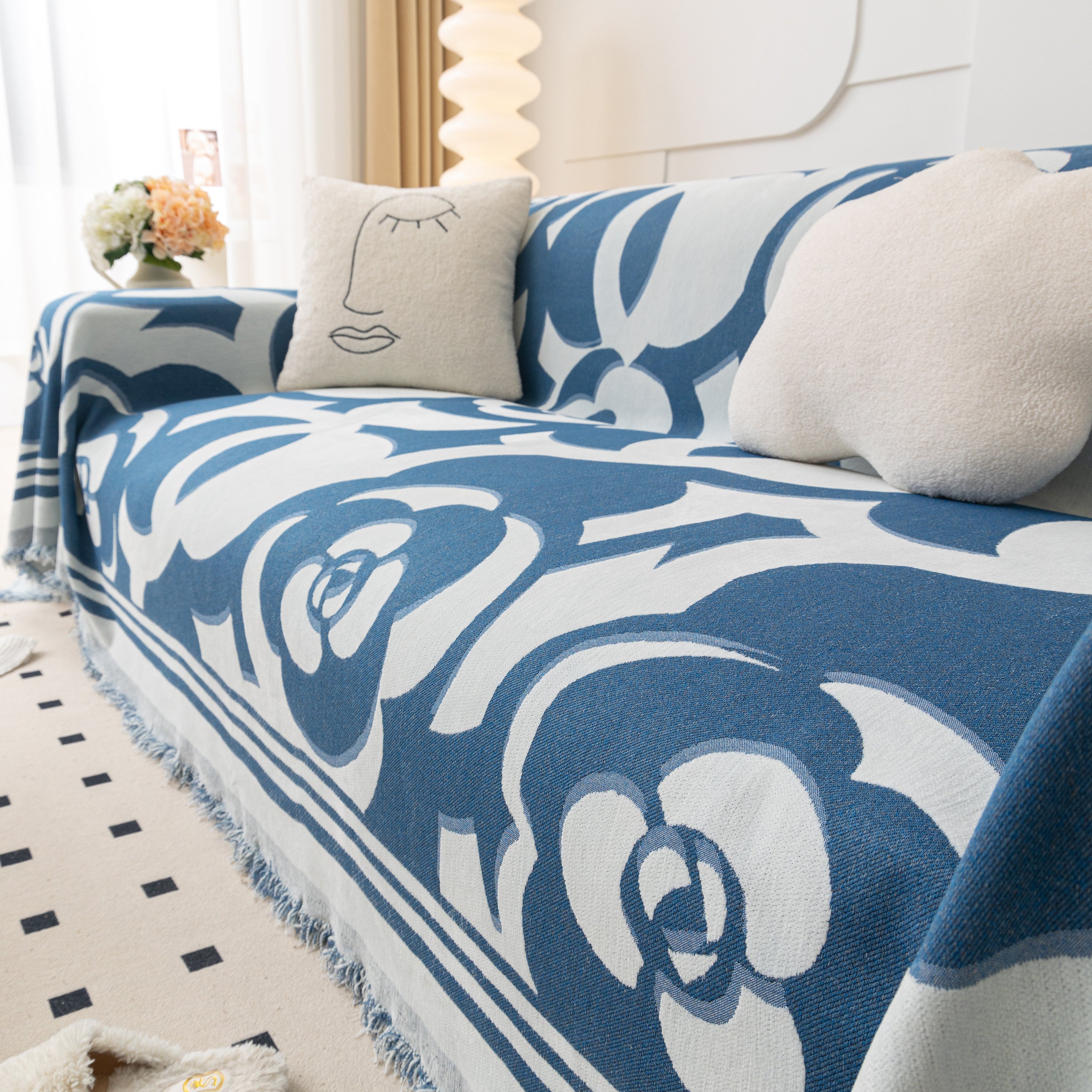 Chenille Sofa Cover Blanket, Couch Cover Blanket Throws for Couches Living Room Furniture Throw Covers