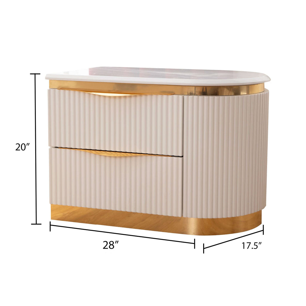 Gold Detailed Upholstery King 5-N Pc made with Wood in White(NJ INVENTORY)