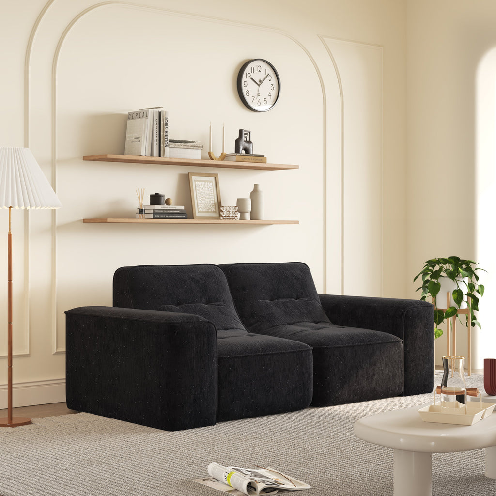 83.6' Modular Sectional 3-Seater Sofa with Tufted Design,Modern Sparkling Chenille Sofa,Deep Seat Couch for Living Room,Apartment, Office,Studio
