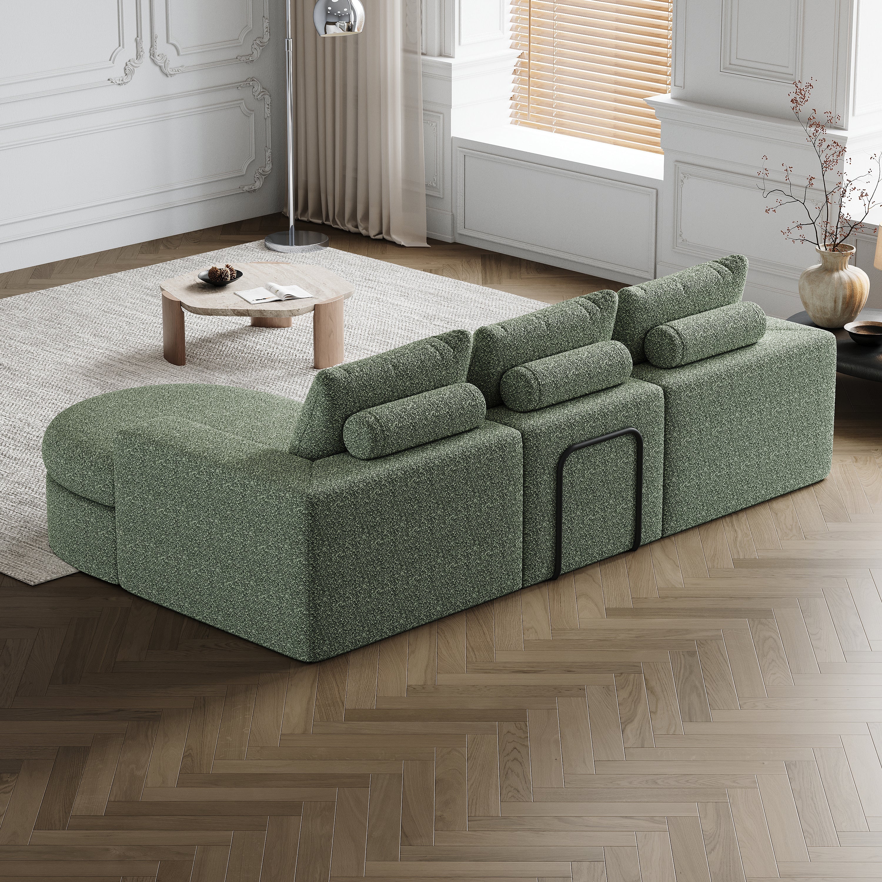 99-Inch Chenille Cloud Curved Sectional Sofa with Chaise, L-Shaped Modern Boneless Couch with Deep Seats, Chenille Sectional Sofa for Living Room and Bedroom, No Assembly Required