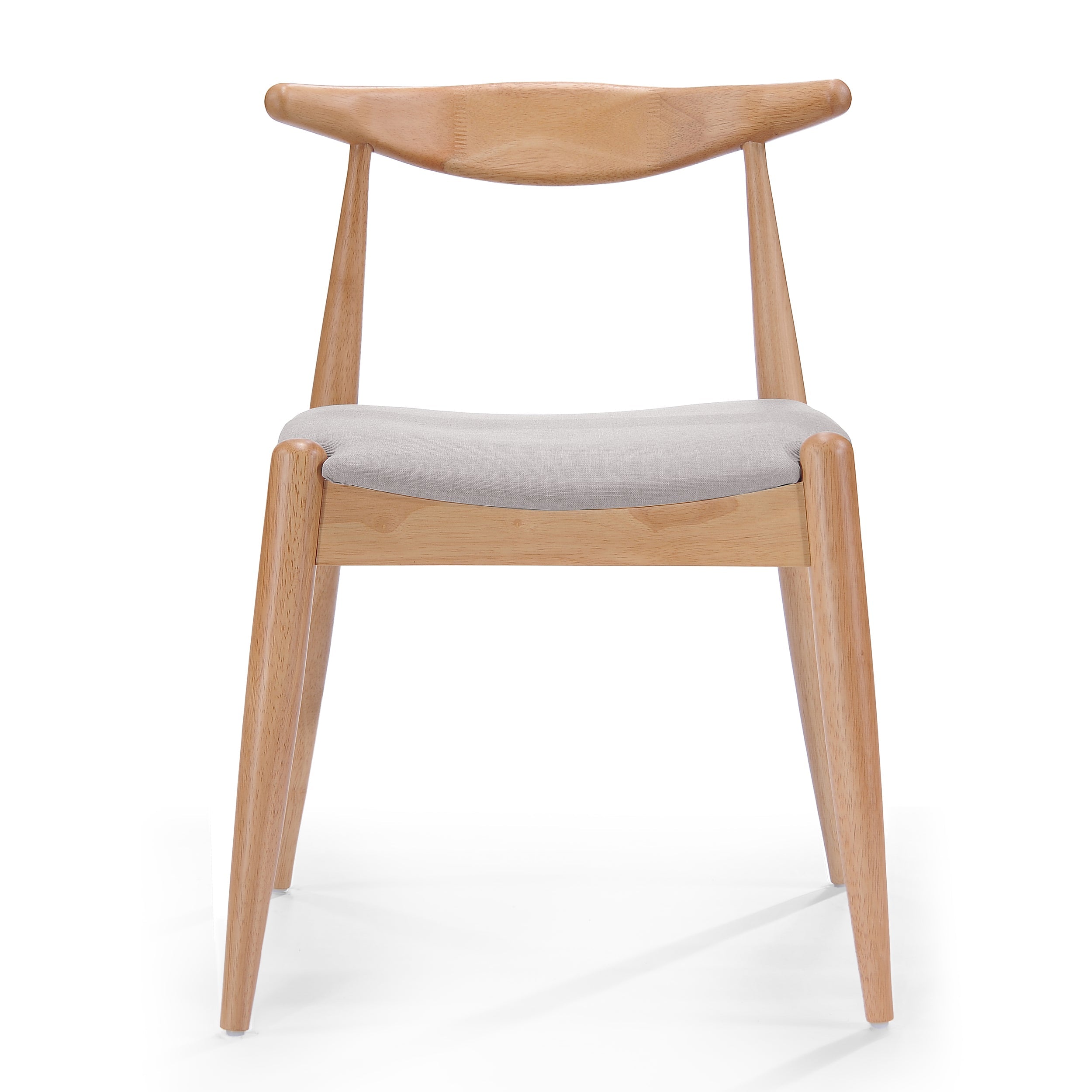 Candescent Dining Chair with Curved Back and Wood Frame, Set of 2, Beige