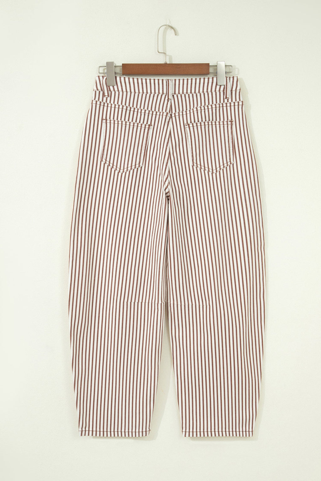 Stripe Denim High Waist Barrel Leg Jeans