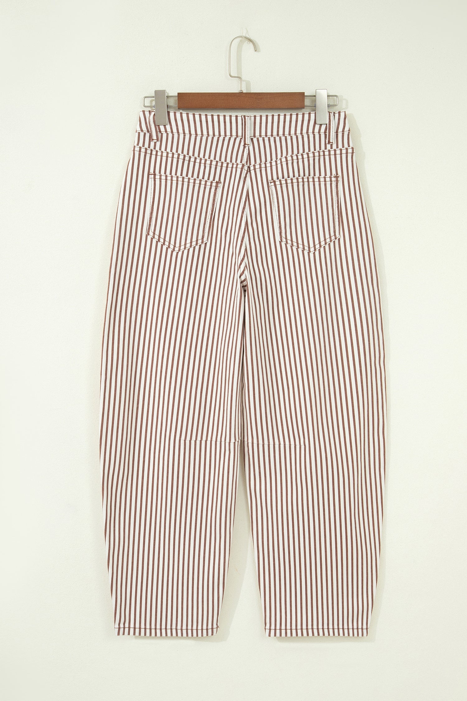Stripe Denim High Waist Barrel Leg Jeans