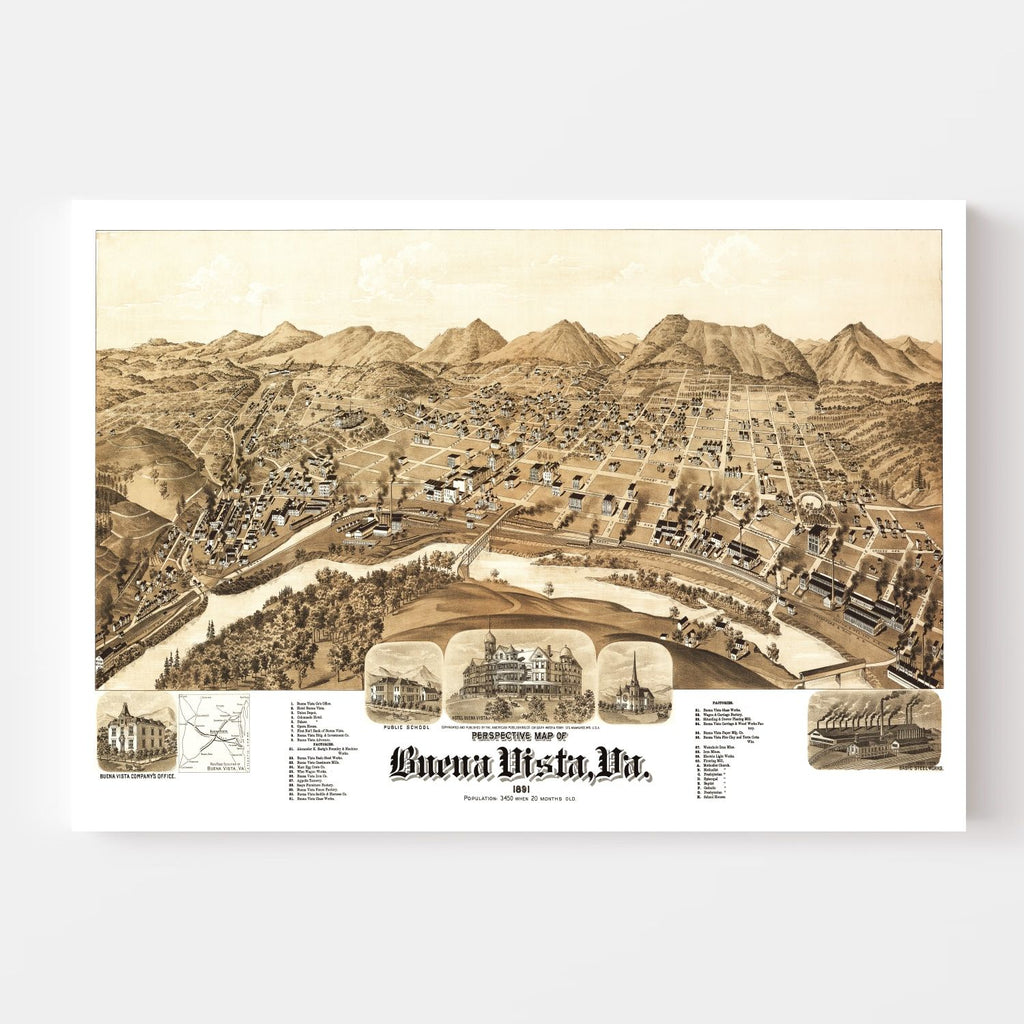 Vintage Map of Buena Vista, Virginia 1891