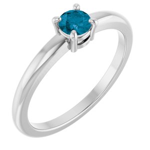 14K White Gold Natural London Blue Topaz Ring