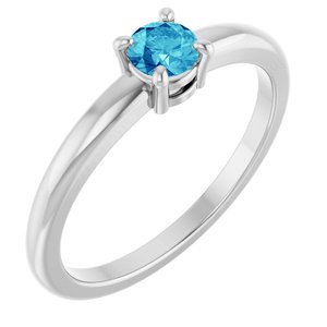 Platinum Natural Blue Zircon Ring