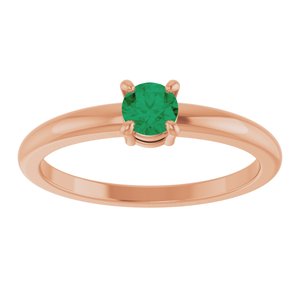 14K Rose Gold Natural Emerald Ring