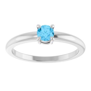14K White Gold Natural Swiss Blue Topaz Ring