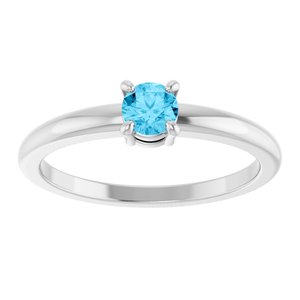 Sterling Silver Natural Aquamarine Ring