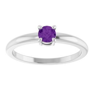 Sterling Silver Natural Amethyst Ring