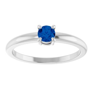 14K White Gold Natural Blue Sapphire Ring