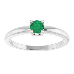14K White Gold Natural Emerald Ring