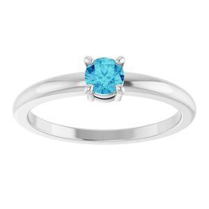 Sterling Silver Natural Blue Zircon Ring
