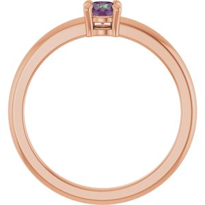 14K Rose Gold Lab-Grown Alexandrite Ring