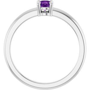 Sterling Silver Natural Amethyst Ring