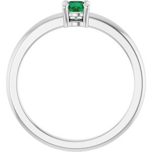 14K White Gold Natural Emerald Ring