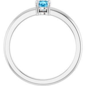 14K White Gold Natural Swiss Blue Topaz Ring