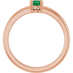 14K Rose Gold Natural Emerald Ring