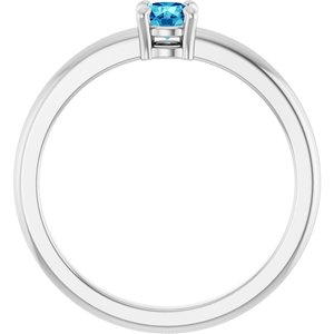 Sterling Silver Natural Blue Zircon Ring